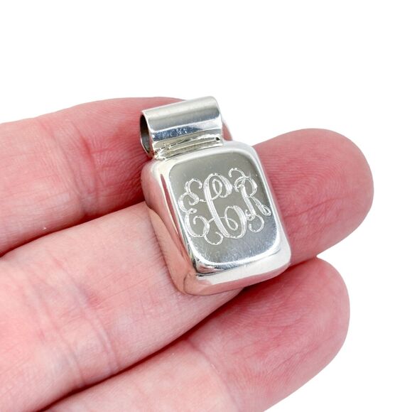 Vintage Mexico Taxco TH-141 Sterling Silver 925 Monogram ECR Pendant - Picture 1 of 7